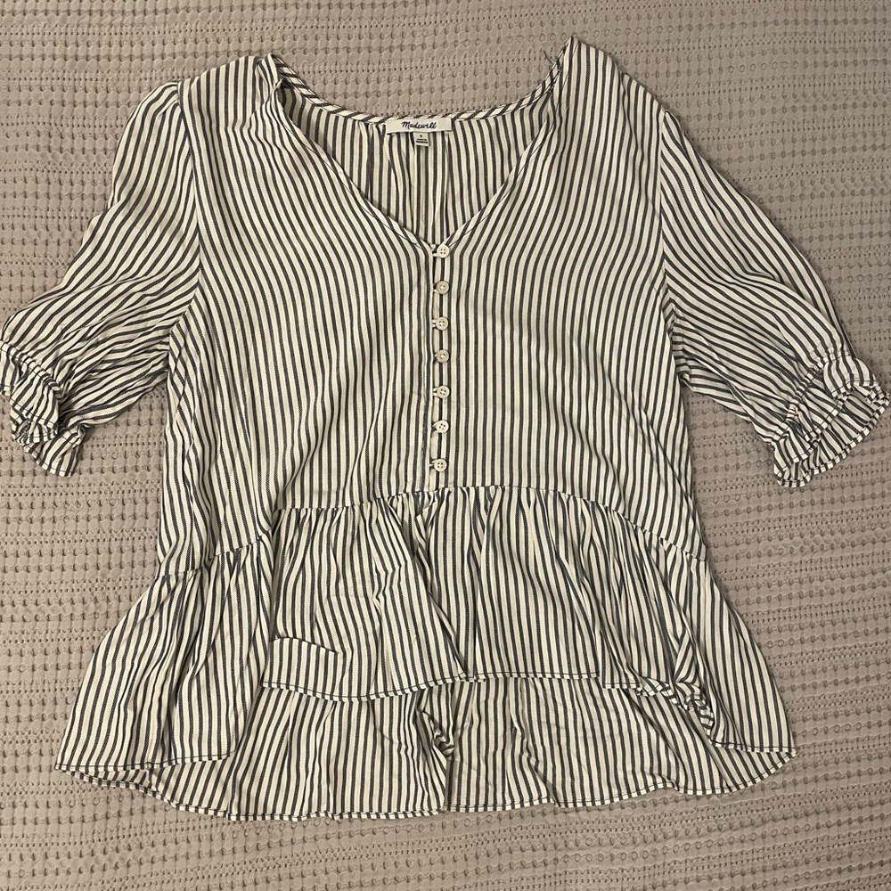 Striped Madewell Peplum Shirt